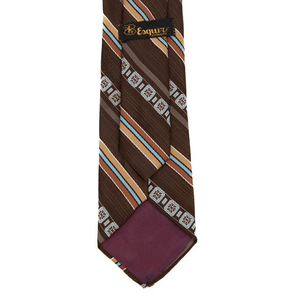 Vintage Brown Striped 60's 70's Retro Necktie Neck Tie - Picture 2 of 6